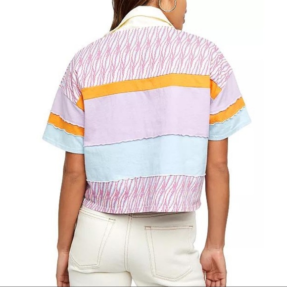 Free People Mixed-Media Polo Shirt - Picture 2 of 5